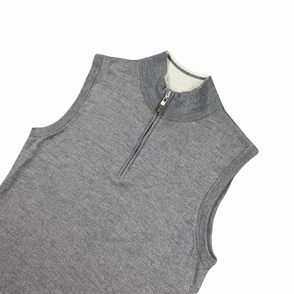 Peter Millar Crown Collection Wool Silk Quarter Zip Sweater Vest Gray Men’s S